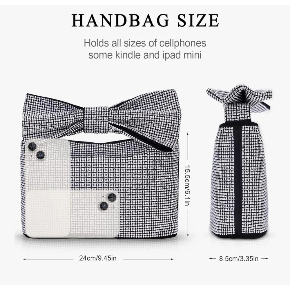 Rhinestone Bow Clutch Hobo Bag for Women Evening Handbag‎